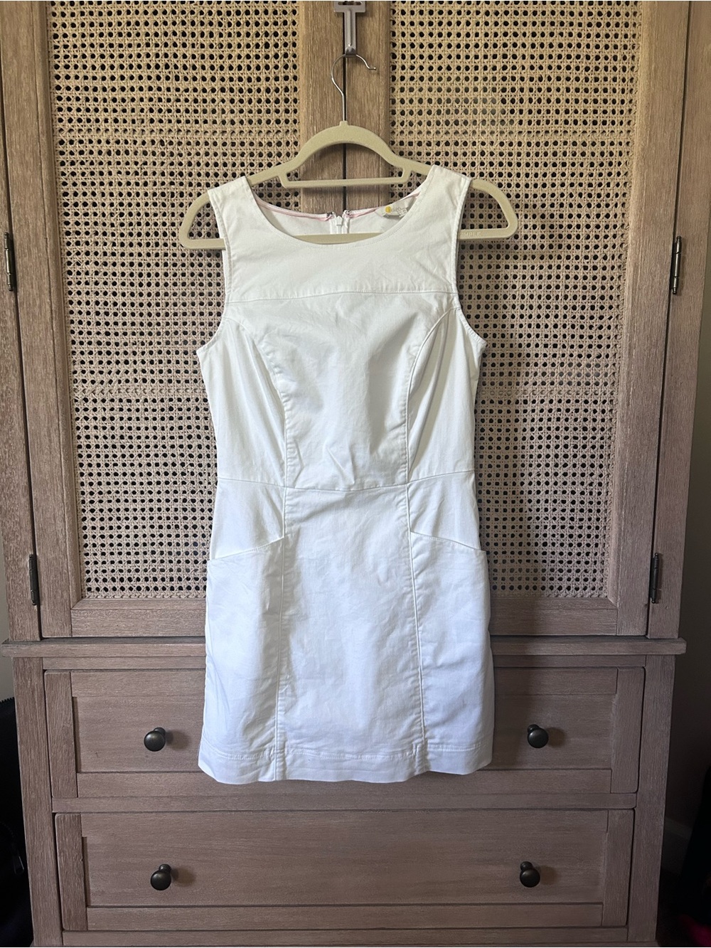 Boden White Sleeveless Mini Sheath Dress